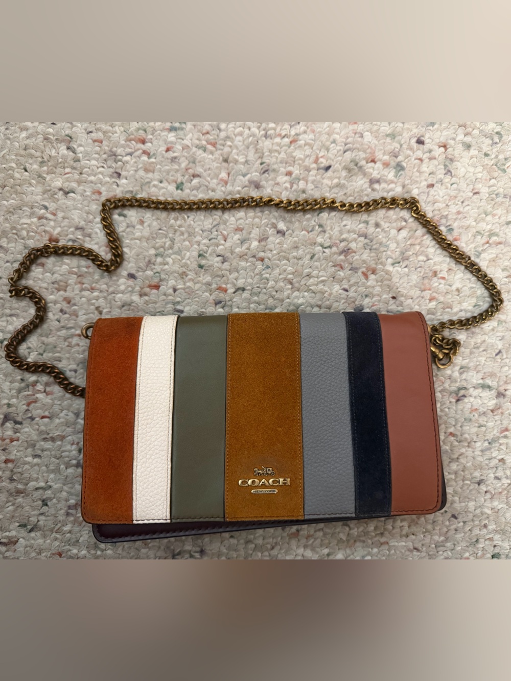 Coach Multicolor Patch Stripe Crossbody Chain Bag Vintage